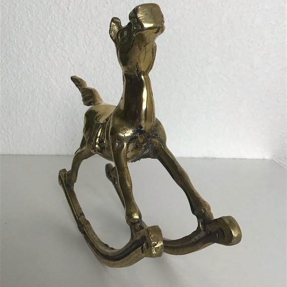 One Pair of Vintage Brass Rocking Horses - Picture 7 of 10